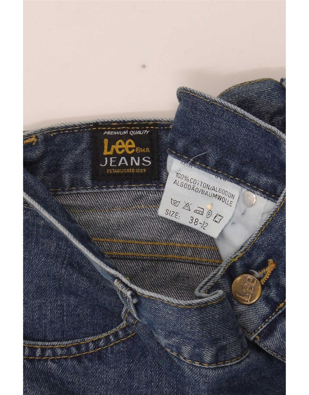 Lee Herren Straight Jeans W38 L32 Blaue Baumwolle