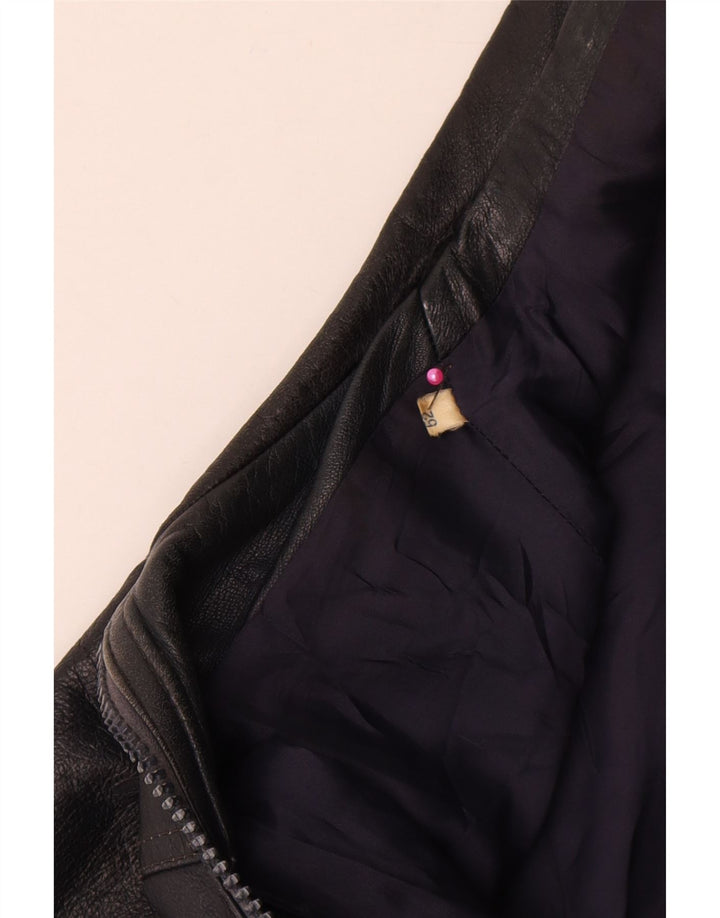 Vintage Damen Lederjacke IT 52 2XL Marineblau
