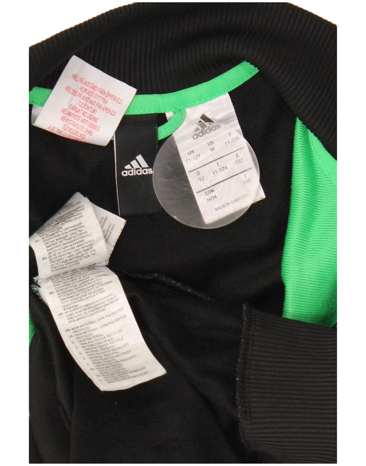 Adidas Jungen-Trainingsanzug-Top-Jacke, 11–12 Jahre, schwarzes Colourblock-Polyester
