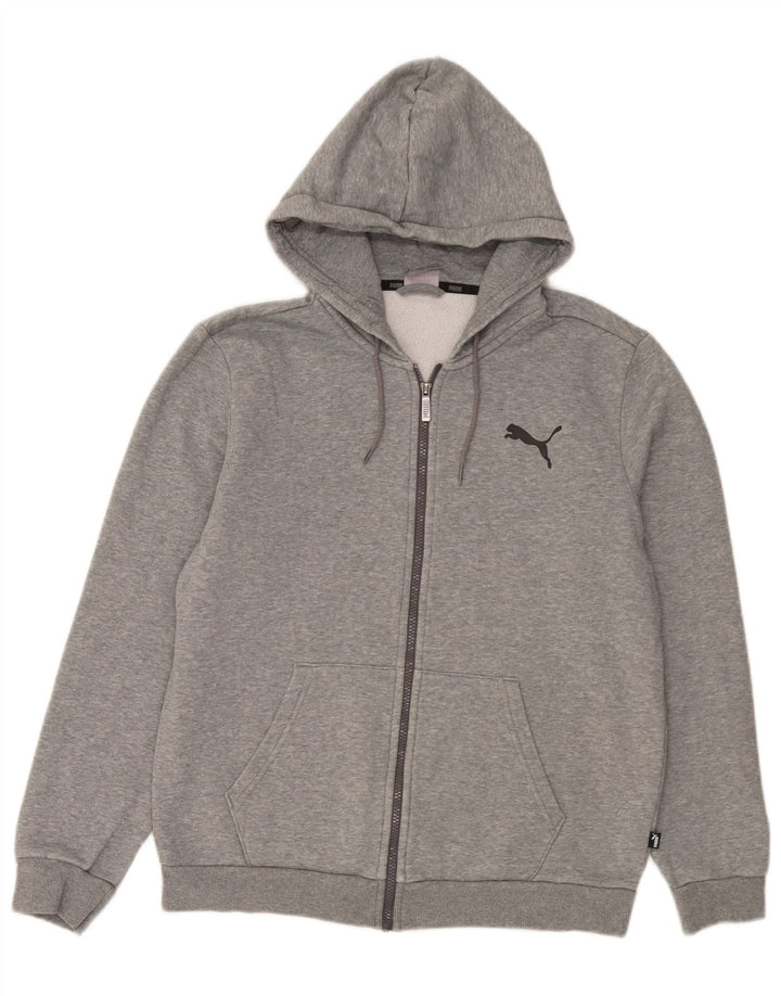 Puma Herren-Kapuzenpullover mit Reißverschluss, mittelgraue Baumwolle