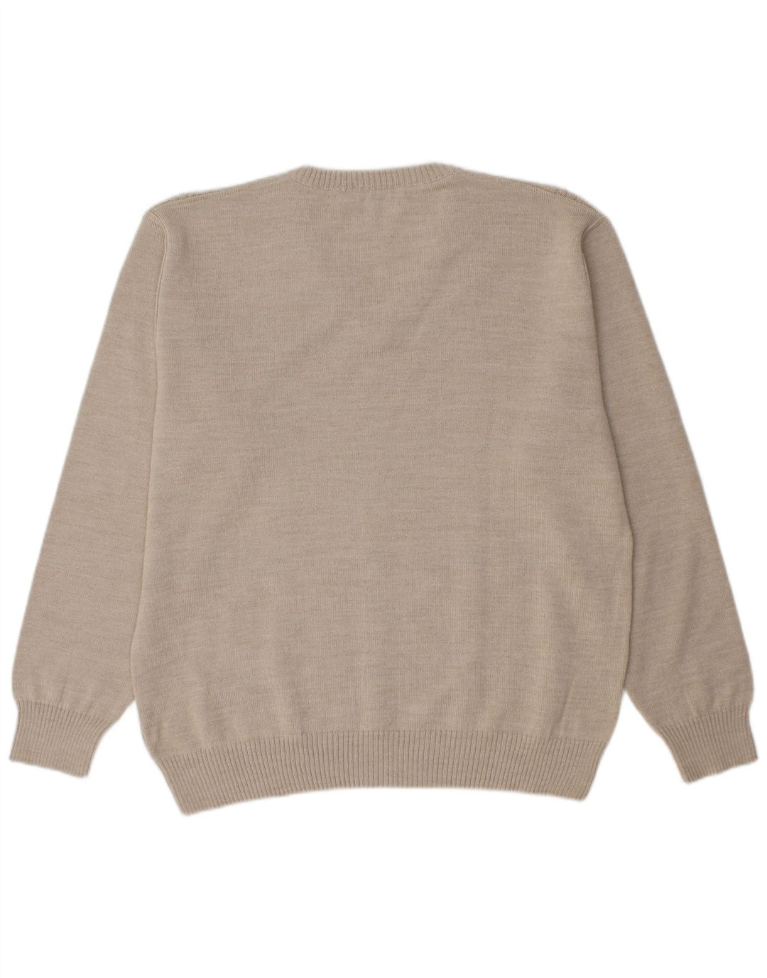 A.W.DUNMORE Mens V-Neck Jumper Sweater Large Beige Geometric Wool