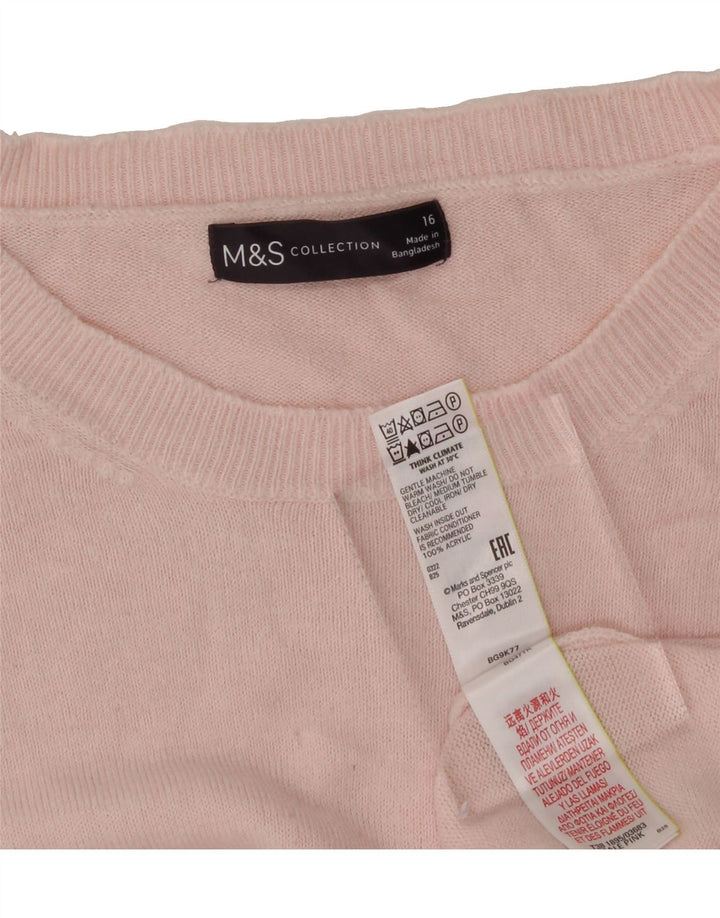 MARKS & SPENCER Womens Crew Neck Jumper Sweater UK 16 Large Pink Vintage Marks & Spencer and Second-Hand Marks & Spencer from Messina Hembry 