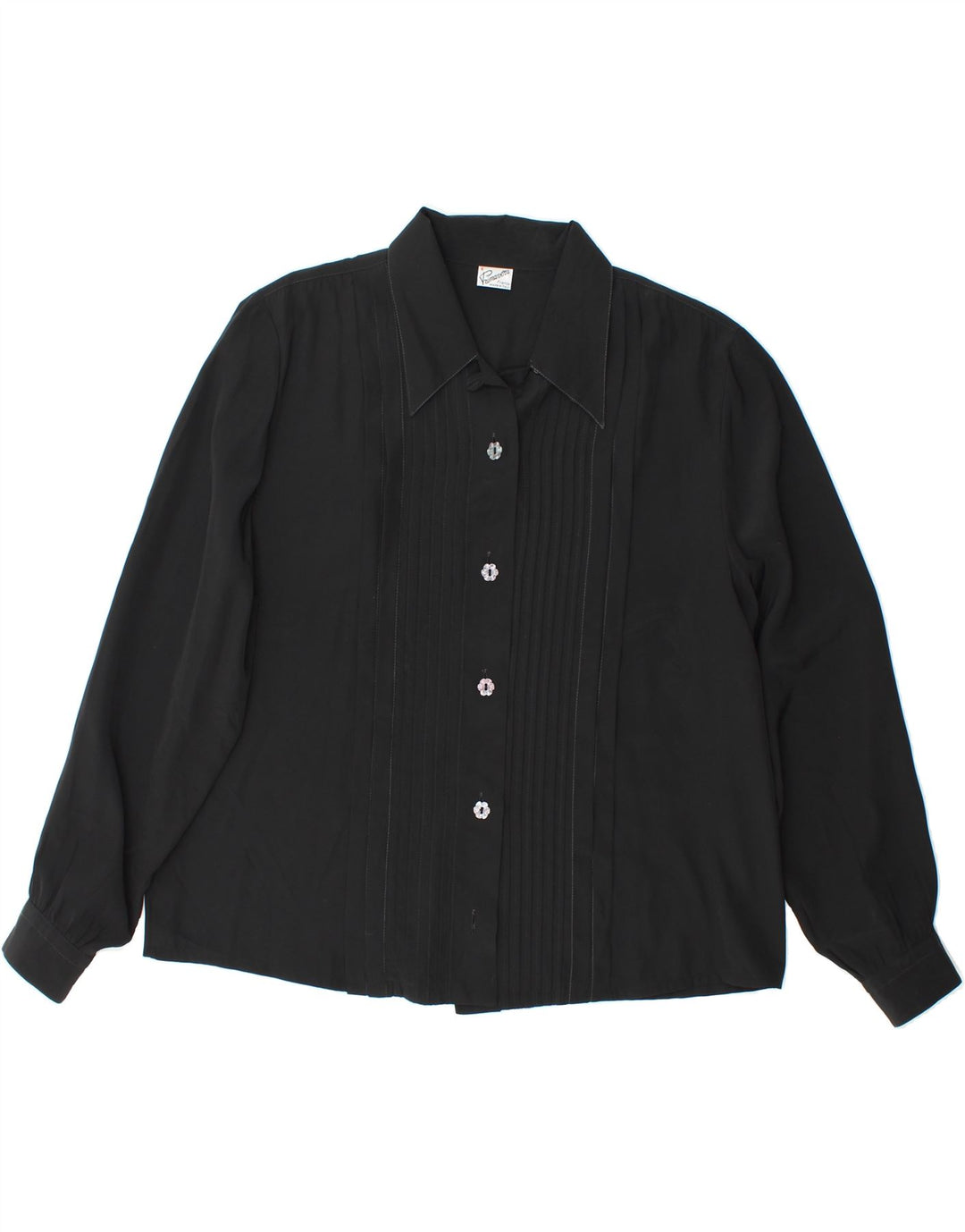 PRIMAVERA FIRENZE Womens Shirt Blouse UK 16 Large Black Polyester Vintage Primavera Firenze and Second-Hand Primavera Firenze from Messina Hembry 