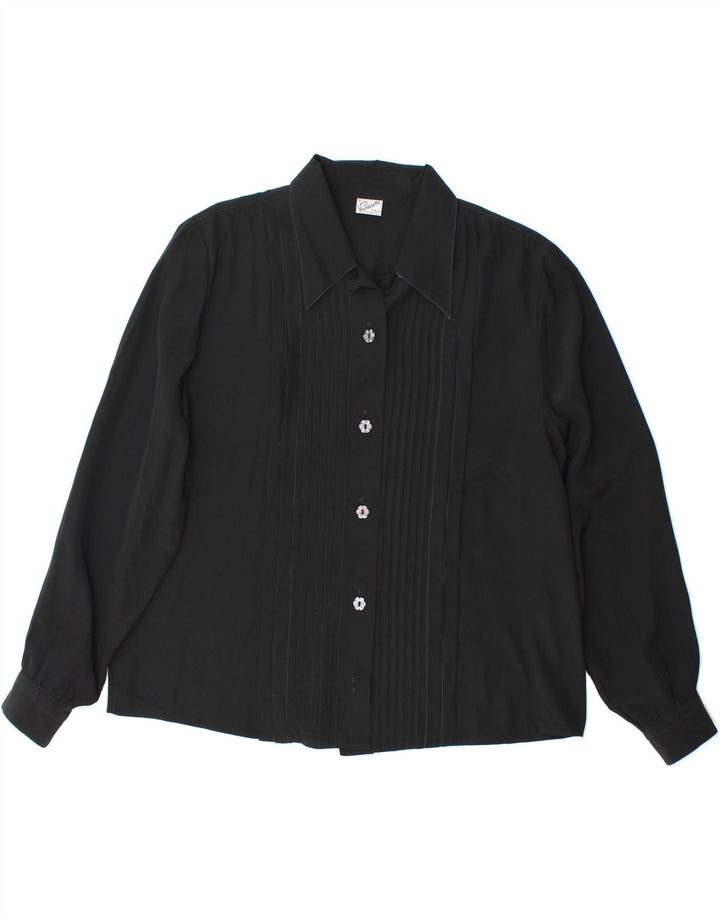 PRIMAVERA FIRENZE Womens Shirt Blouse UK 16 Large Black Polyester Vintage Primavera Firenze and Second-Hand Primavera Firenze from Messina Hembry 