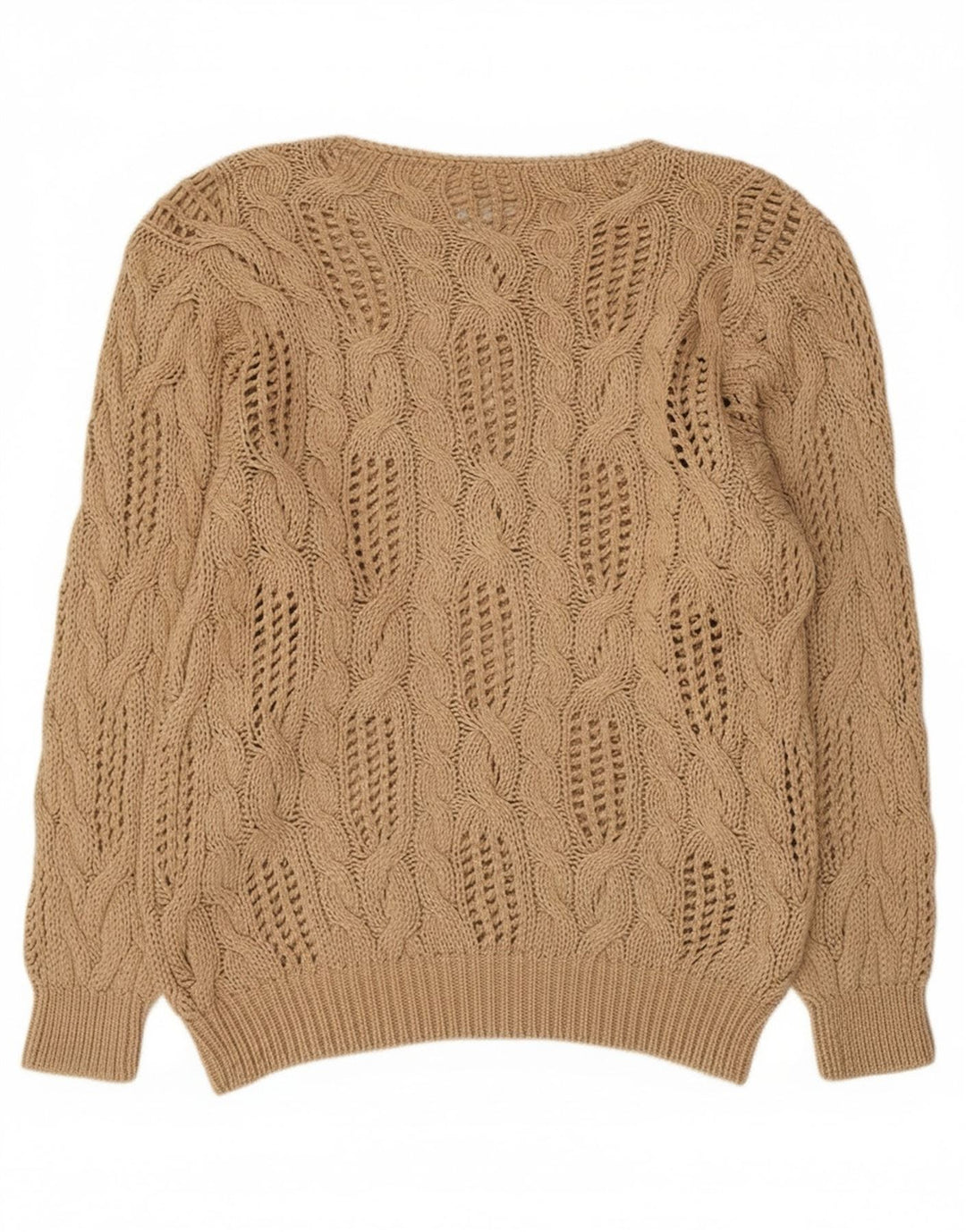 Madeleine Damen Durchsichtiger Pullover mit U-Boot-Ausschnitt, EU 40/42, Mittelbeige