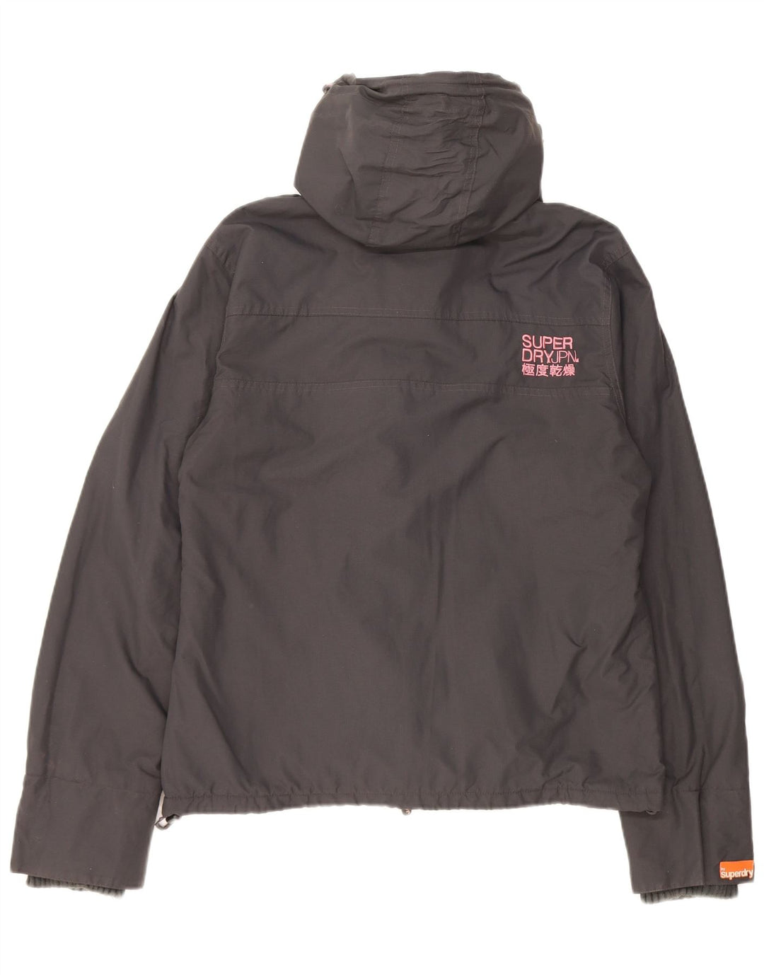 Superdry Damen-Windbreakerjacke mit Kapuze, UK 18 XL, graues Nylon