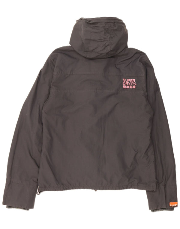 Superdry Damen-Windbreakerjacke mit Kapuze, UK 18 XL, graues Nylon