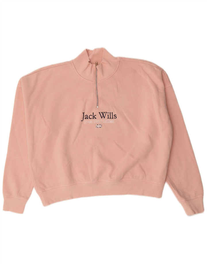 Jack Wills Damen-Sweatshirt in Übergröße mit Grafik, Gr. 14, Rosa