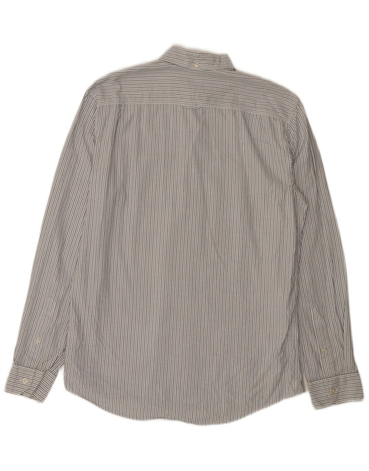 JACK WILLS Herren-Hemd mit klassischer Passform, mittelgraue Nadelstreifen-Baumwolle