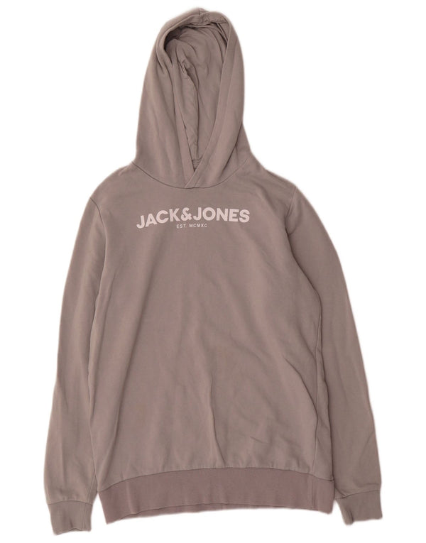 Jack & Jones Jungen-Pullover mit grafischem Kapuzenpullover, 15–16 Jahre, graue Baumwolle