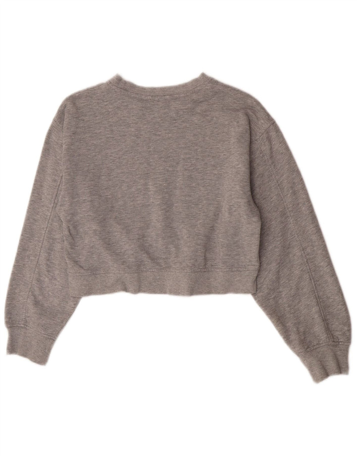 Zara Damen Crop Sweatshirt Pullover UK 12 Mittelgrau