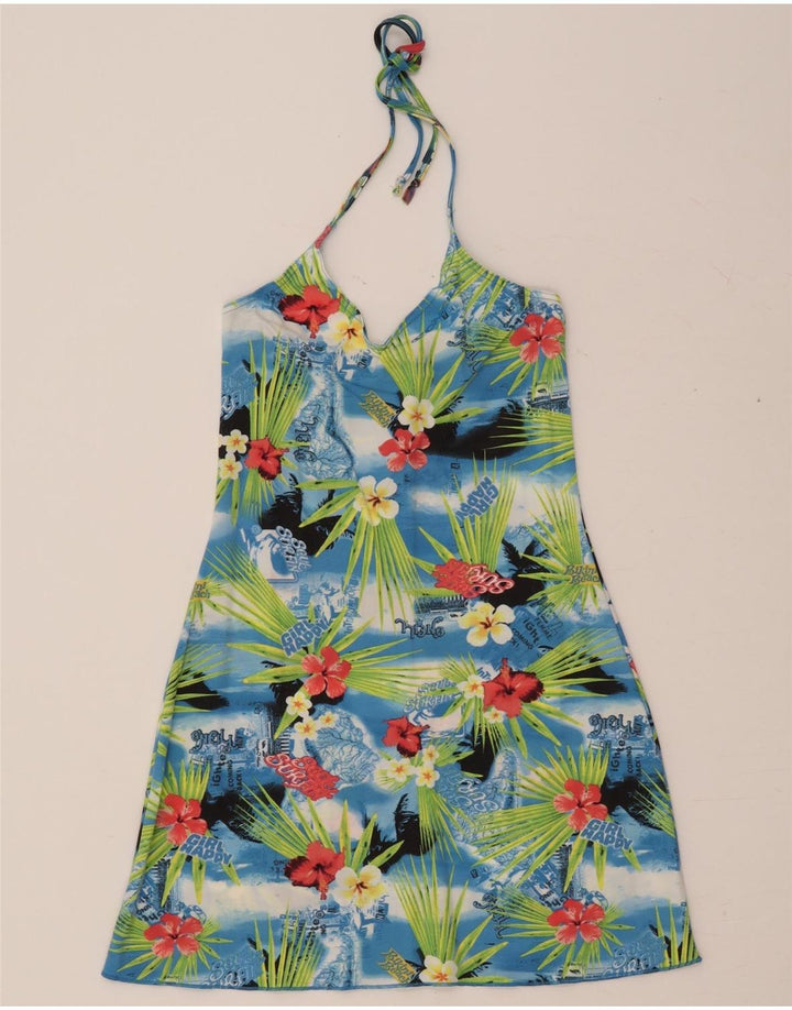 O'NEILL Damen Neckholder-Kleid UK 14 Großes, mehrfarbiges, geblümtes Polyamid