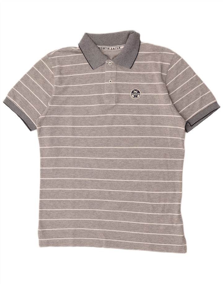 North Sails Herren-Poloshirt, große grau gestreifte Baumwolle