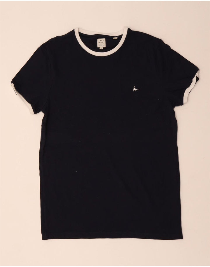JACK WILLS Herren-T-Shirt-Oberteil aus mittelblauer Baumwolle