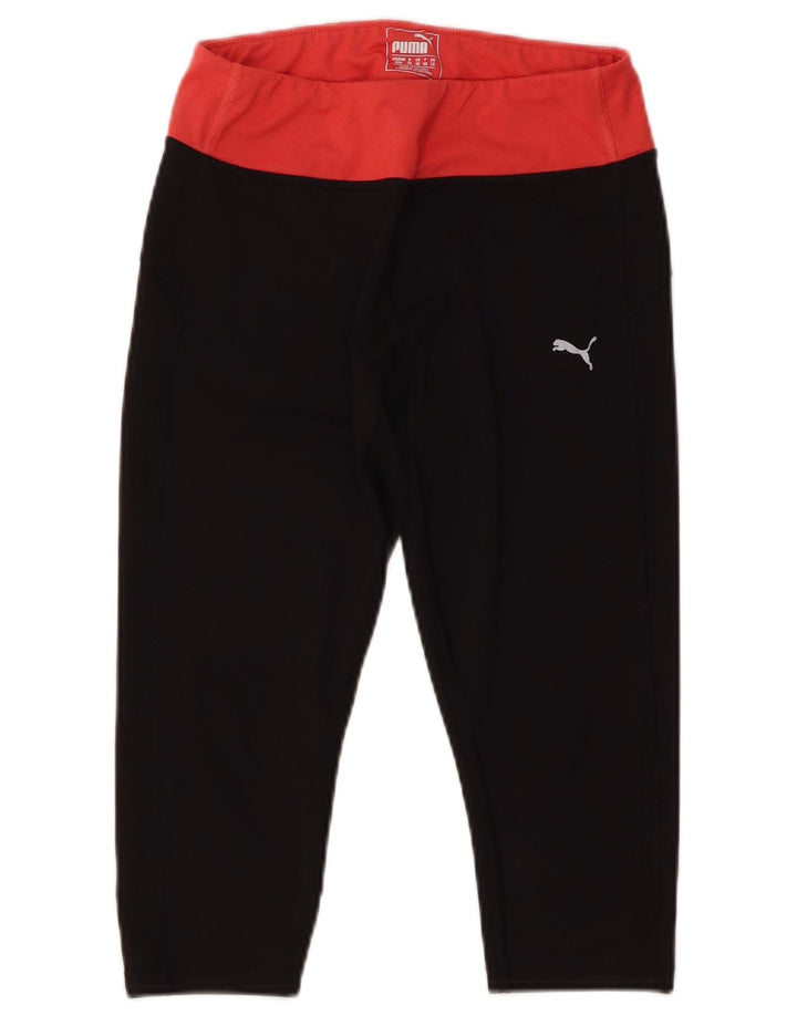 Puma Damen Capri-Leggings UK 12 Mittelschwarzes Colourblock-Polyester