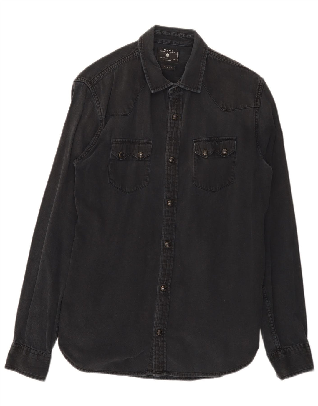 Zara Herren Slim Fit Jeanshemd Mittelschwarz