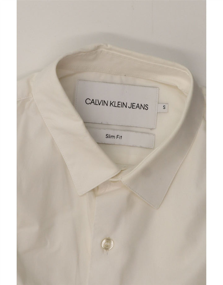 CALVIN KLEIN JEANS Herren Slim Fit Hemd Small Weiß