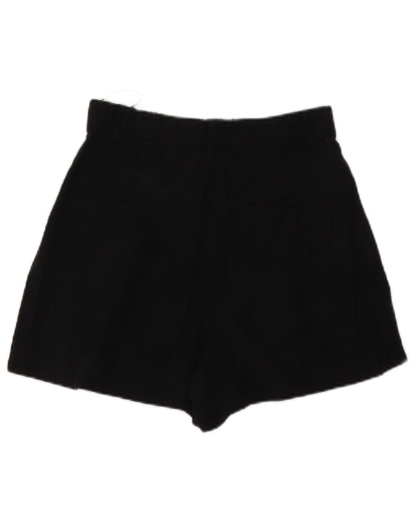 Zara Damen Chino-Shorts mit hoher Taille, XS W24, schwarzes Lyocell