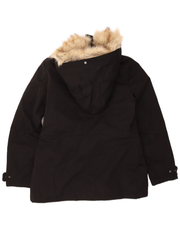 ZARA Damen-Parka mit Kapuze, Gr. 10, Größe S, schwarz, Nylon