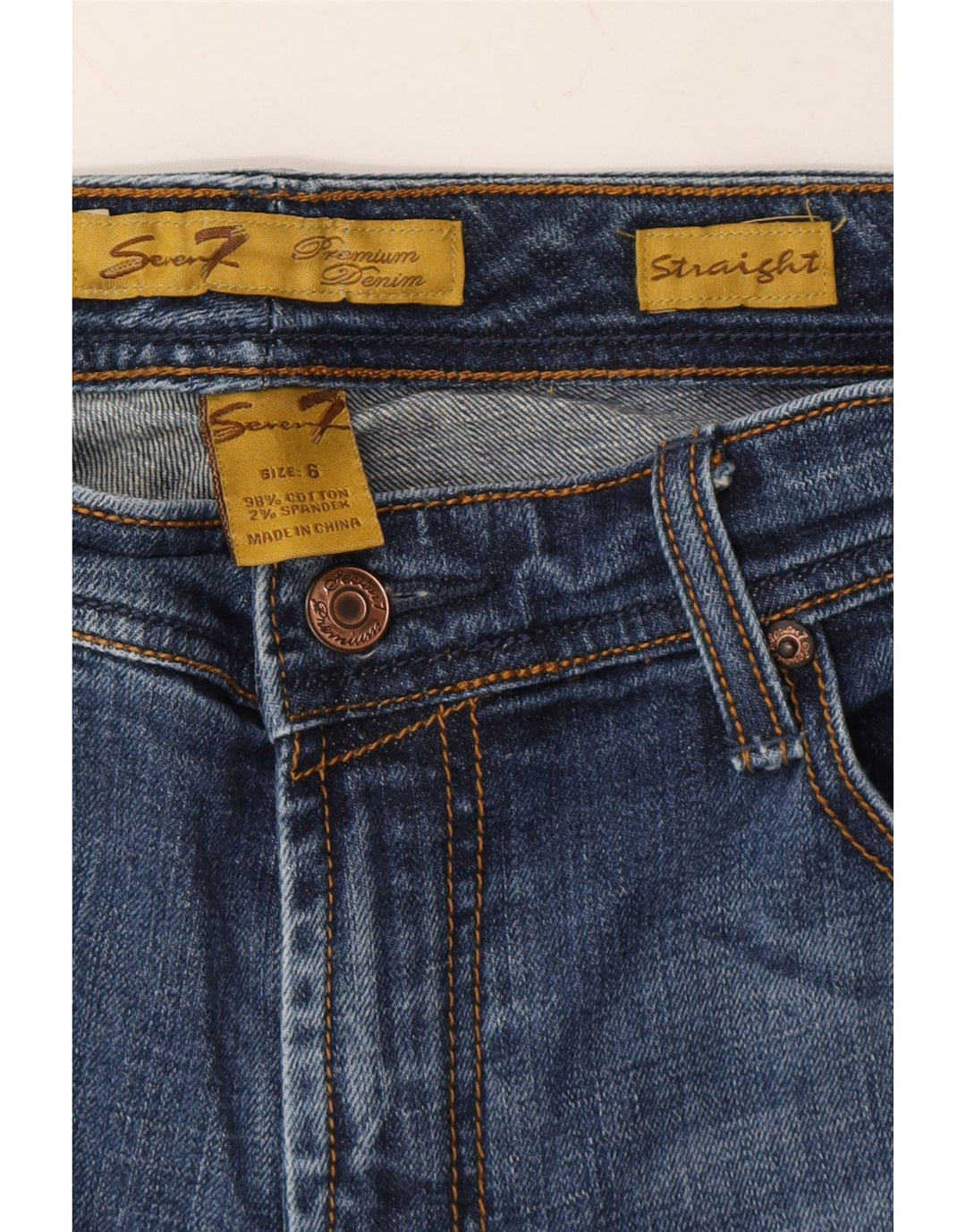 SEVEN 7 Womens Straight Jeans US 6 Medium W30 L31 Blue Cotton Vintage Seven 7 and Second-Hand Seven 7 from Messina Hembry 