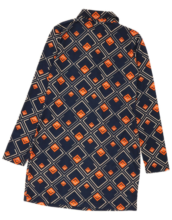 Zara Damen Pullover-Hemdkleid UK 12 Medium Navy Blue Geometrisch