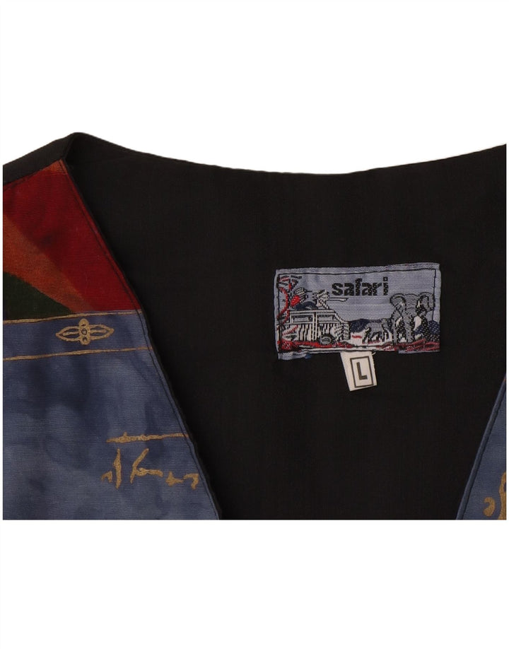 Vintage Herren Weste mit abstraktem Muster, groß, blau