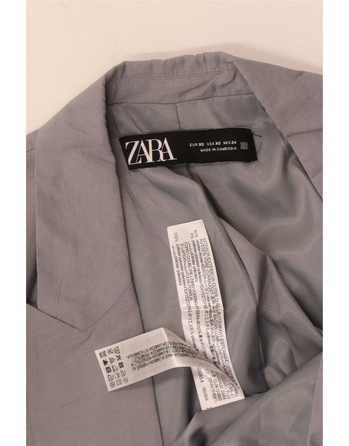 Zara Womens Open Blazer Jacke UK 6 XS Graue Viskose