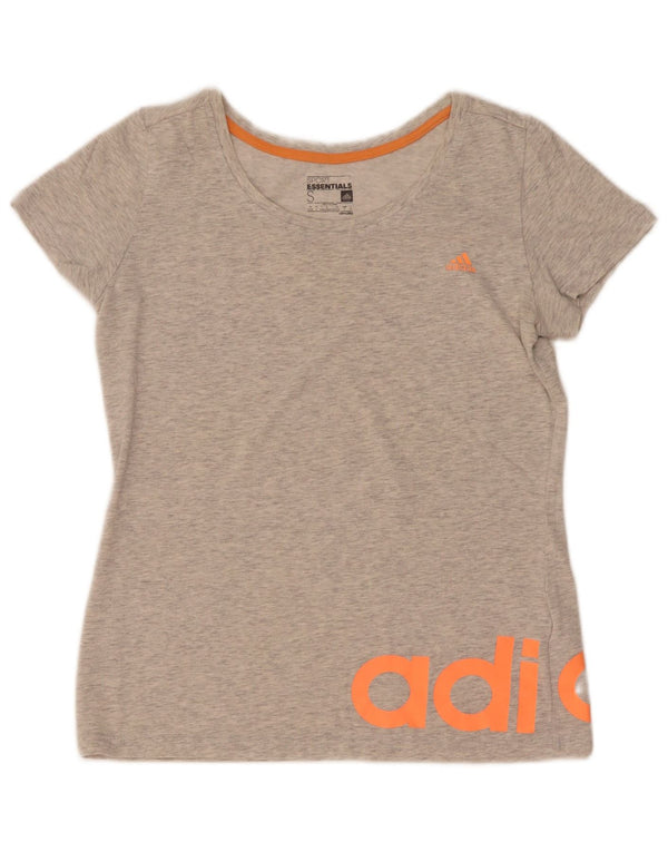 Adidas Damen Climalite Graphic T-Shirt Top UK 8/10 Small Grau meliert