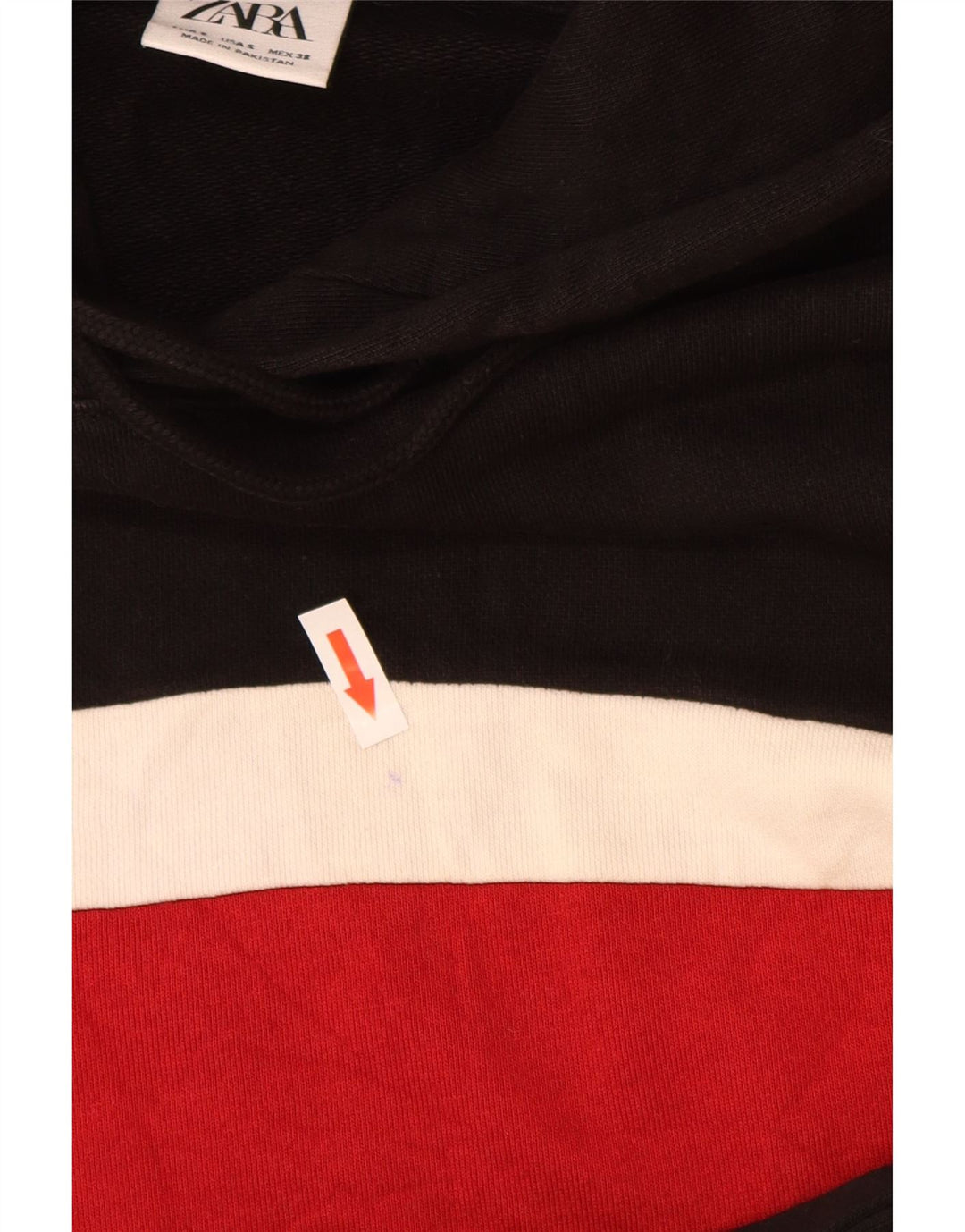 Zara Herren-Kapuzenpullover, klein, schwarz, Colourblock-Baumwolle