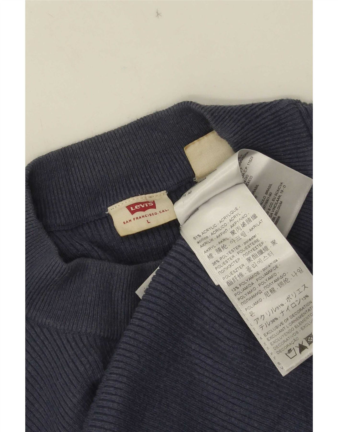 Levi's Damen Top Langarm UK 14 Large Marineblau Acryl