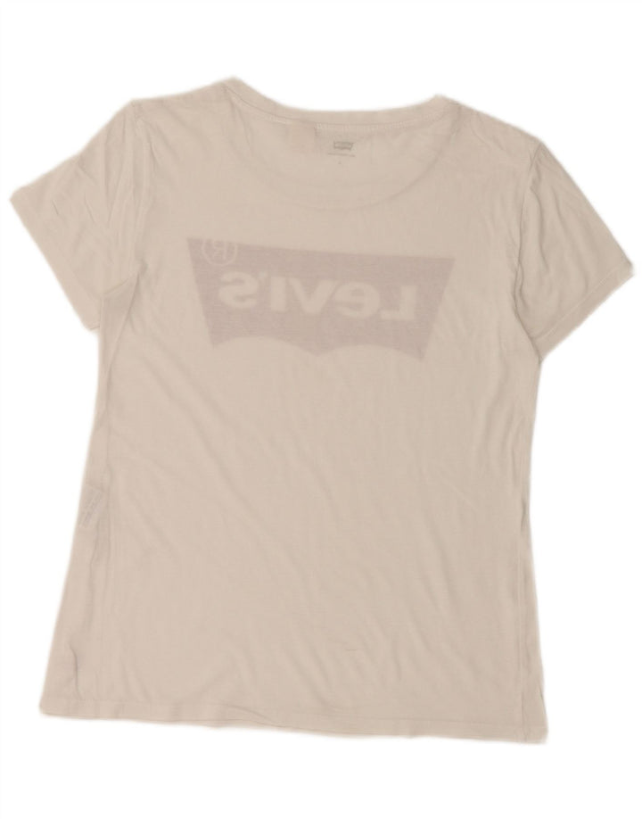 LEVI'S Damen-T-Shirt mit Grafik, UK 10, Größe S, Weiß