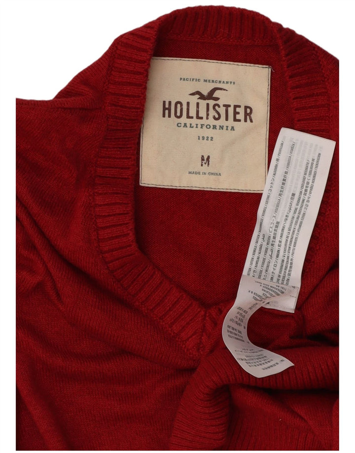Hollister Herren-Pullover mit V-Ausschnitt aus mittelroter Baumwolle