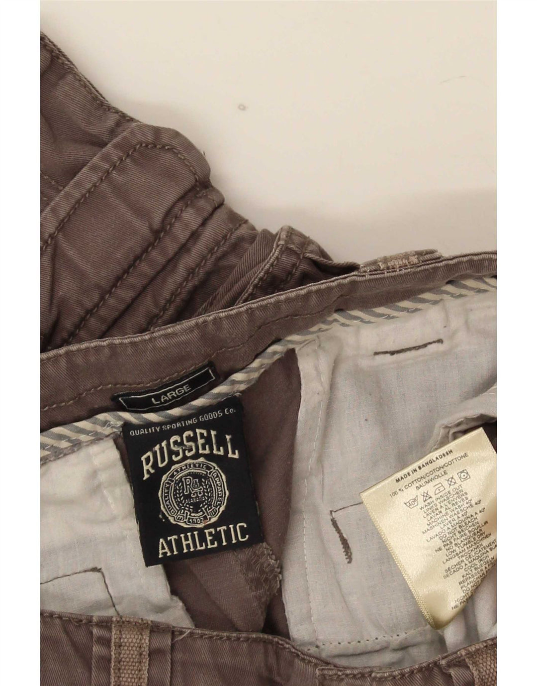 Russell Athletic Herren-Cargoshorts, Größe L, W34, graue Baumwolle