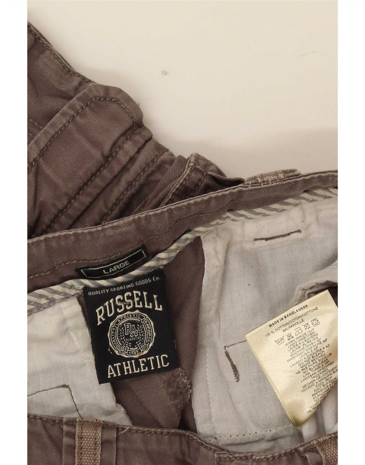 Russell Athletic Herren-Cargoshorts, Größe L, W34, graue Baumwolle