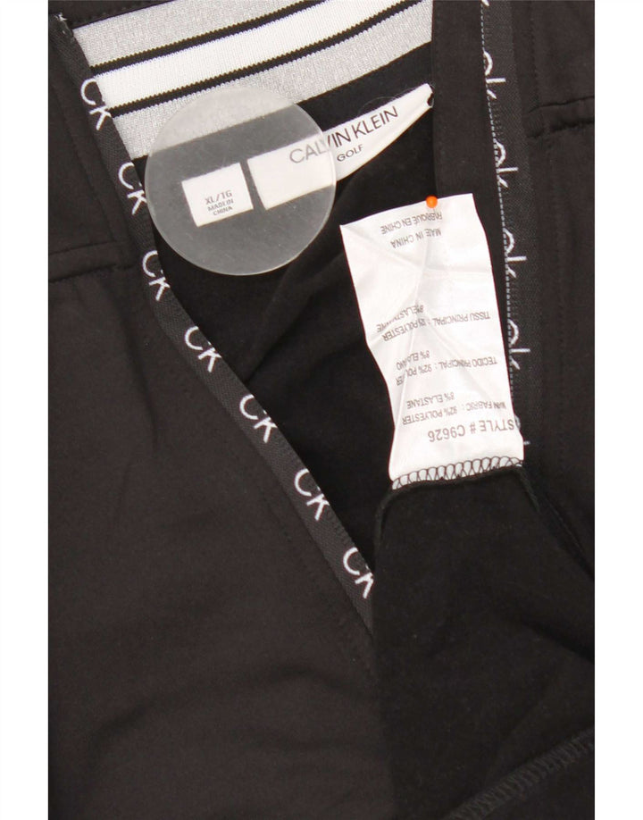 Calvin Klein Herren Golf Zip Neck Pullover Trainingsanzug Top XL Schwarz Polyester