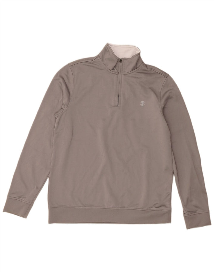 Izod Herren-Sweatshirt mit Reißverschluss am Hals, Größe S, Grau, Polyester