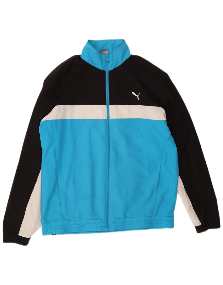 Puma Herren-Trainingsanzug-Top-Jacke, großes blaues Farbblock-Polyester