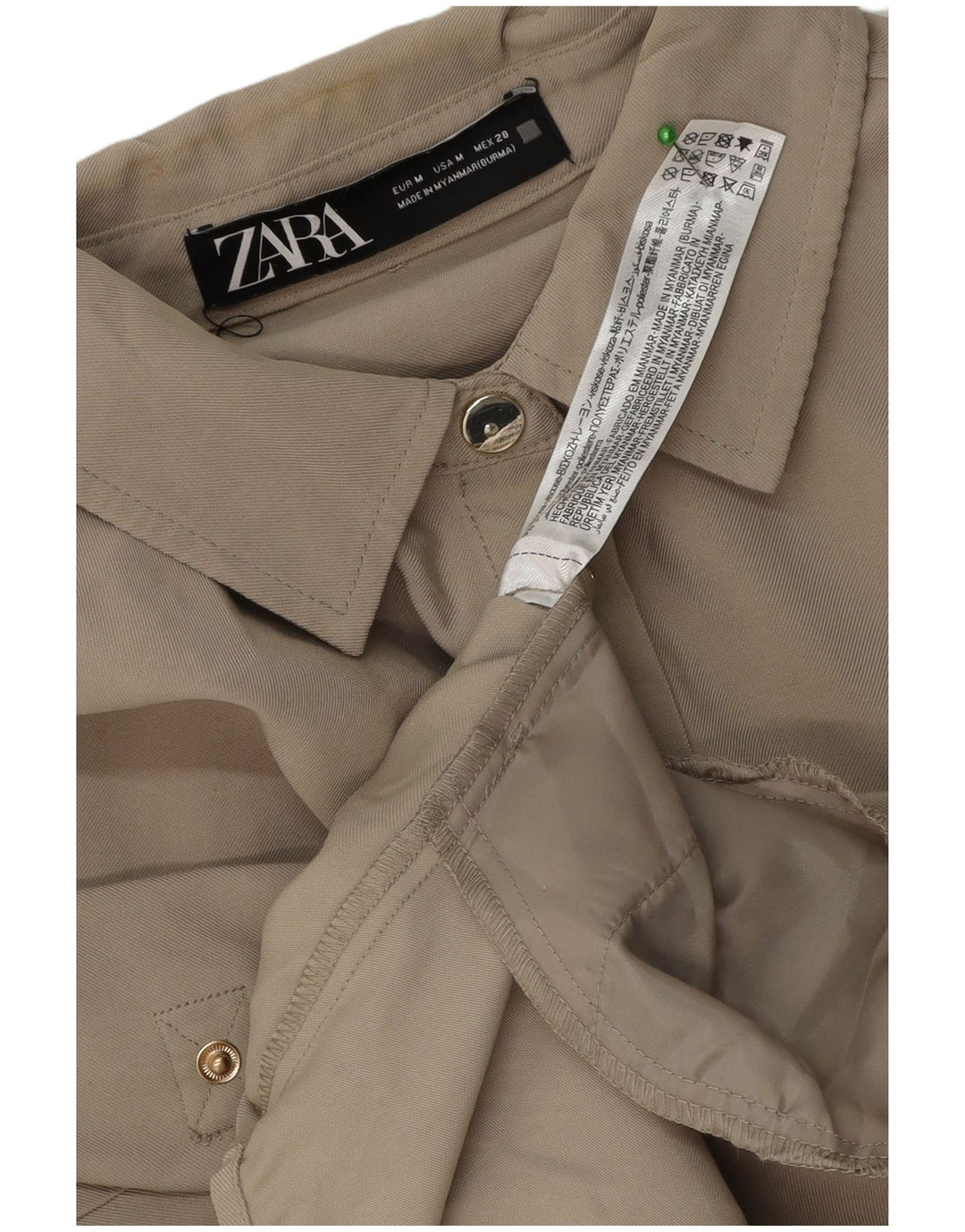 Übergroßes Hemdkleid von Zara für Damen, UK 14, mittelbeige Viskose