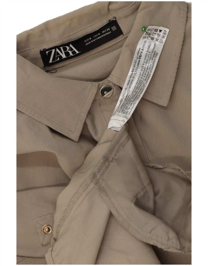 Übergroßes Hemdkleid von Zara für Damen, UK 14, mittelbeige Viskose