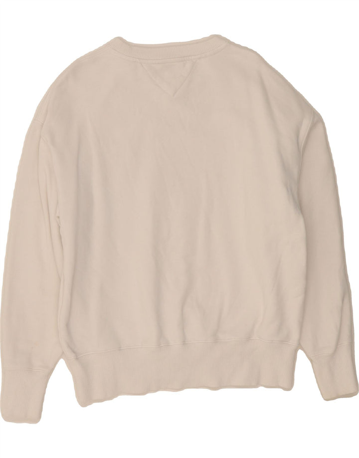 TOMMY HILFIGER Womens Oversized Sweatshirt Jumper UK 14 Medium White Vintage Tommy Hilfiger and Second-Hand Tommy Hilfiger from Messina Hembry 