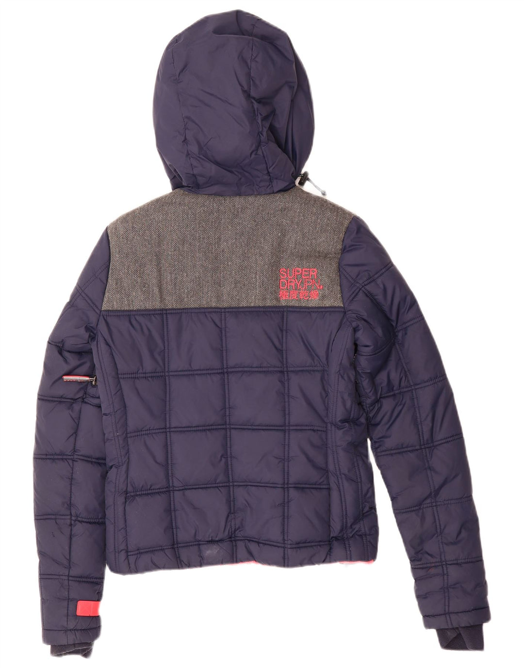 Superdry Damen-Skijacke in Übergröße mit Kapuze, UK 6, XS, Marineblau, Polyester