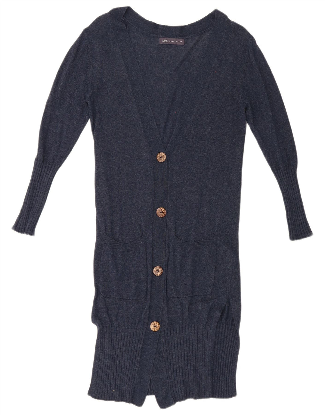Marks & Spencer Damen Longline-Cardigan-Pullover UK 10 Small Marineblau