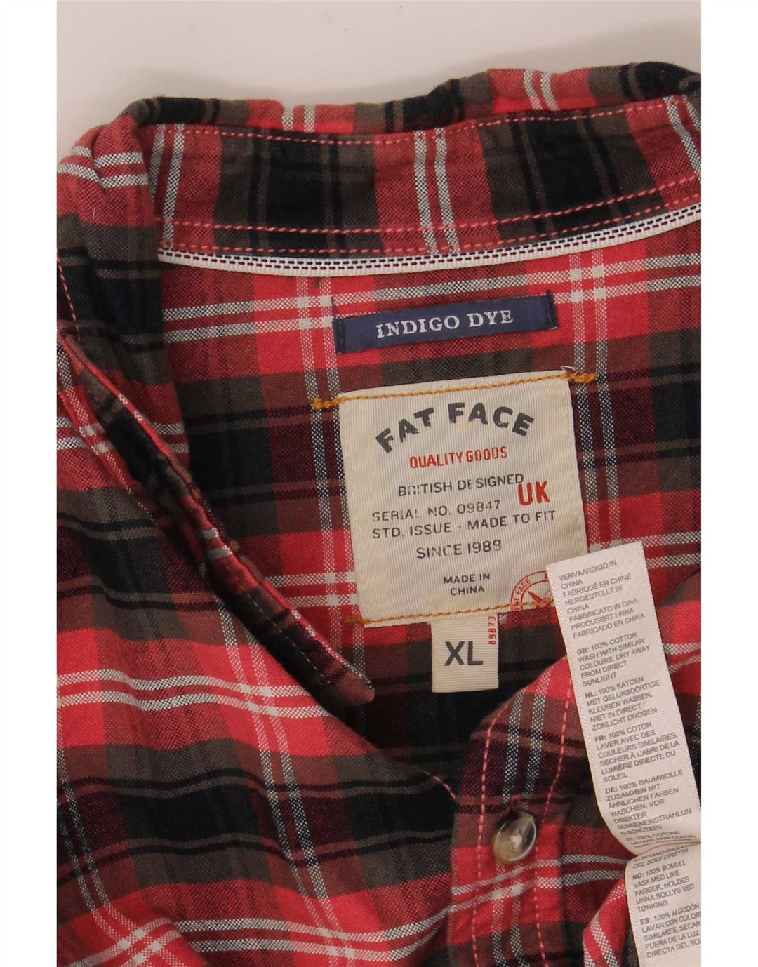 Fat Face Herren-Flanellhemd XL, rot kariert, Baumwolle