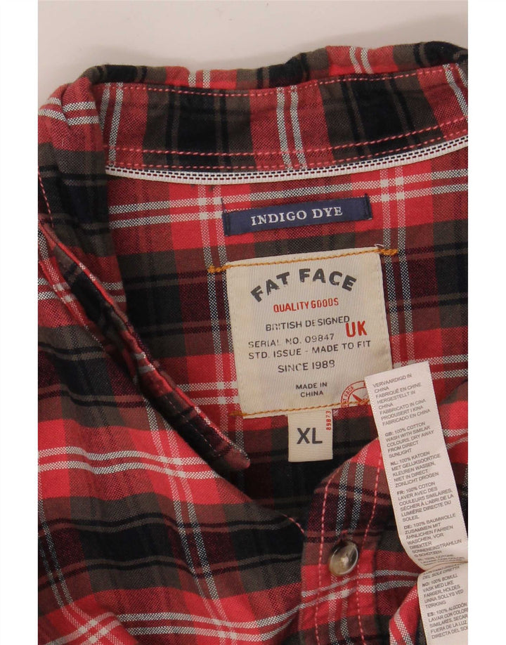 Fat Face Herren-Flanellhemd XL, rot kariert, Baumwolle