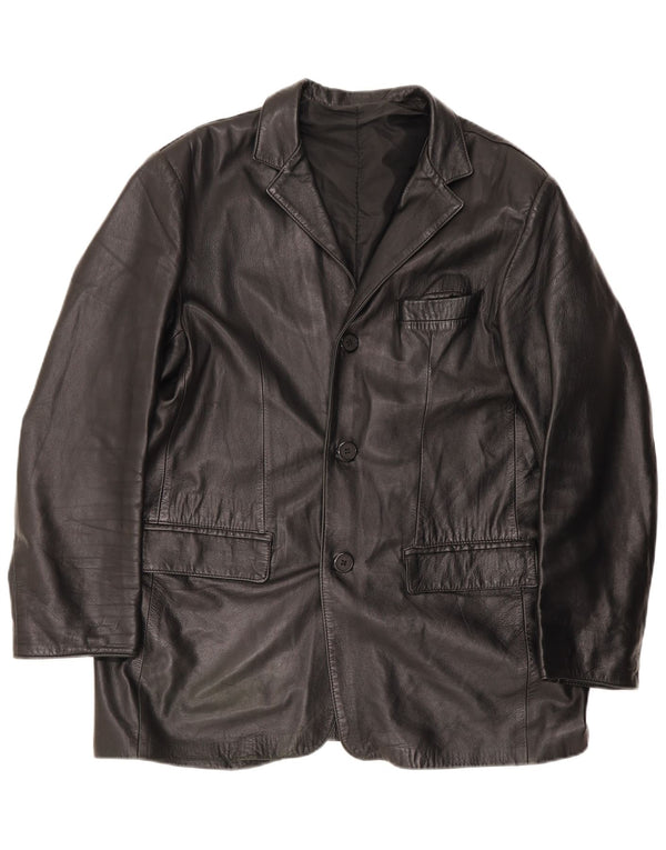 Vintage Mens Leather Jacket IT 54 2XL Black