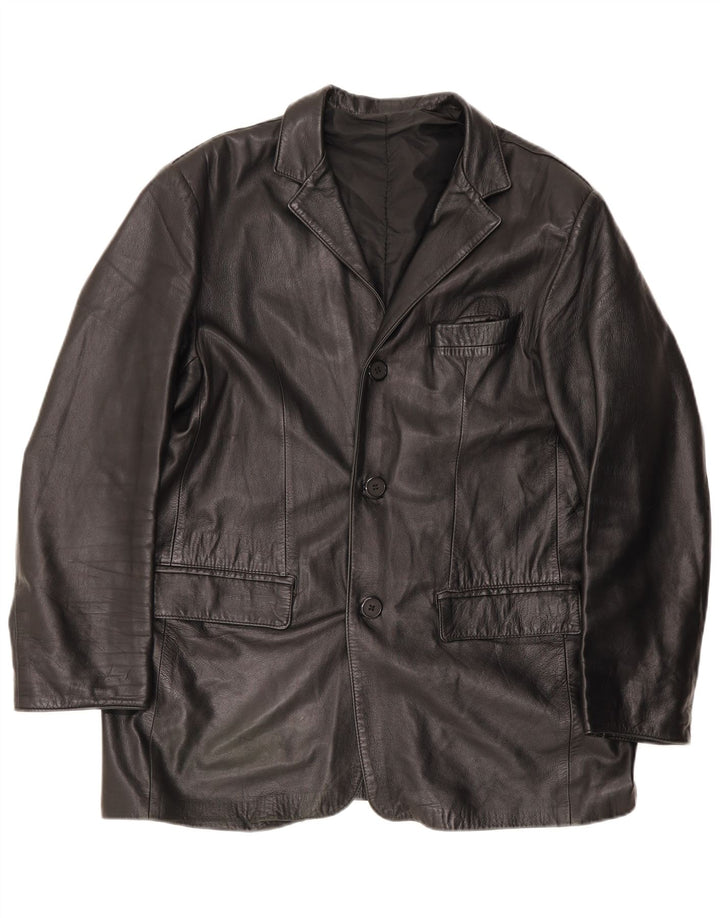 Vintage Herren Lederjacke IT 54 2XL Schwarz