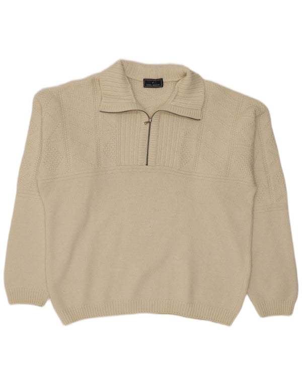 Daniel Hechter Herren-Pullover mit Reißverschluss, XL, gebrochenes Weiß