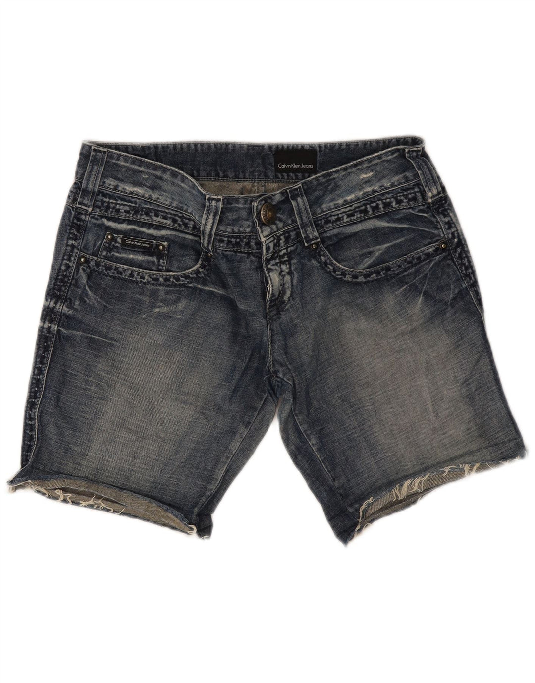 Calvin Klein Damen Jeansshorts W30 mittelblaue Baumwolle
