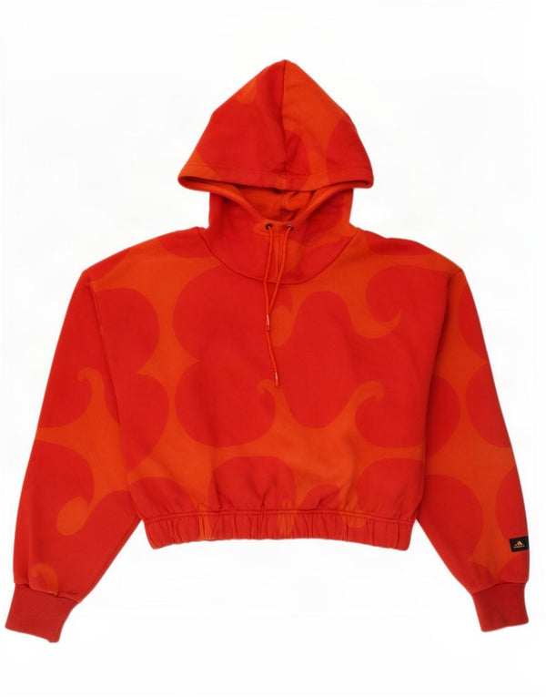 Adidas Womens Graphic Oversized Hoodie Pullover UK 12/14 Mittelrote Baumwolle
