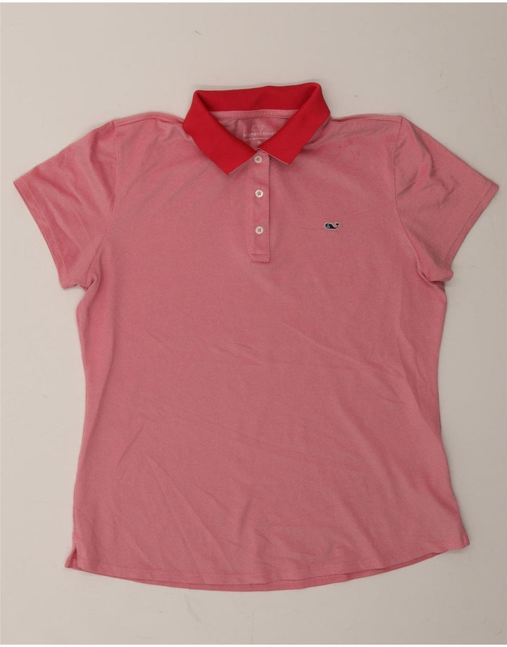 VINEYARD VINES Womens Polo Shirt UK 14 Medium Pink Polyester Vintage Vineyard Vines and Second-Hand Vineyard Vines from Messina Hembry 